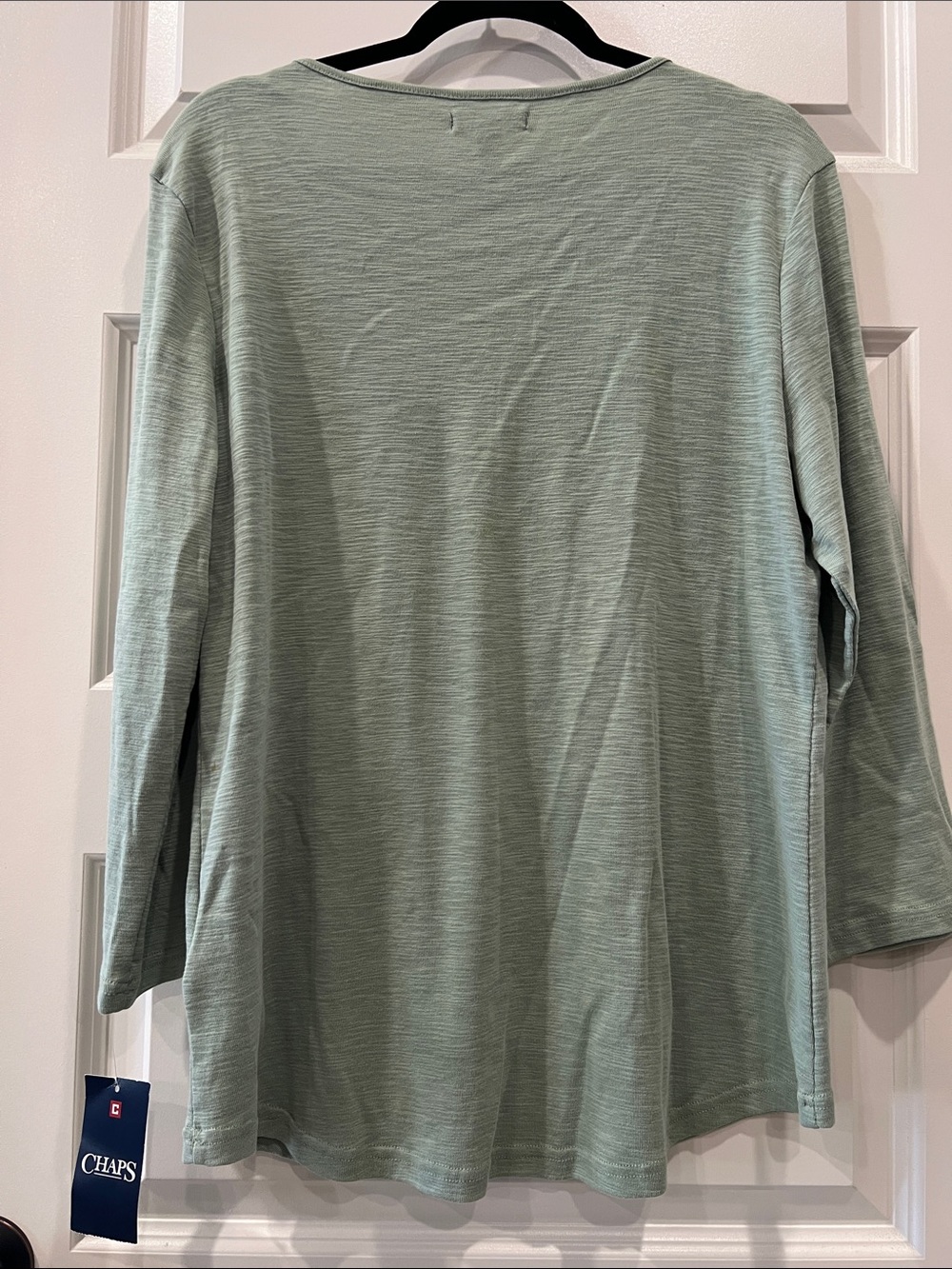 Chaps Sage Green Embroidered V-Neck Henley Long Sleeve Top NWT XL - Picture 6 of 6